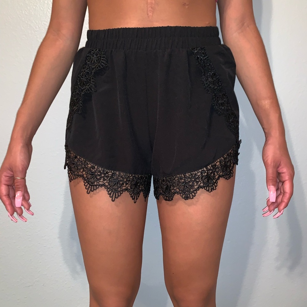 Black lace shorts